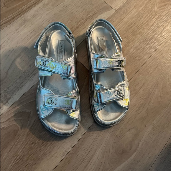 Chanel Silver Sandals